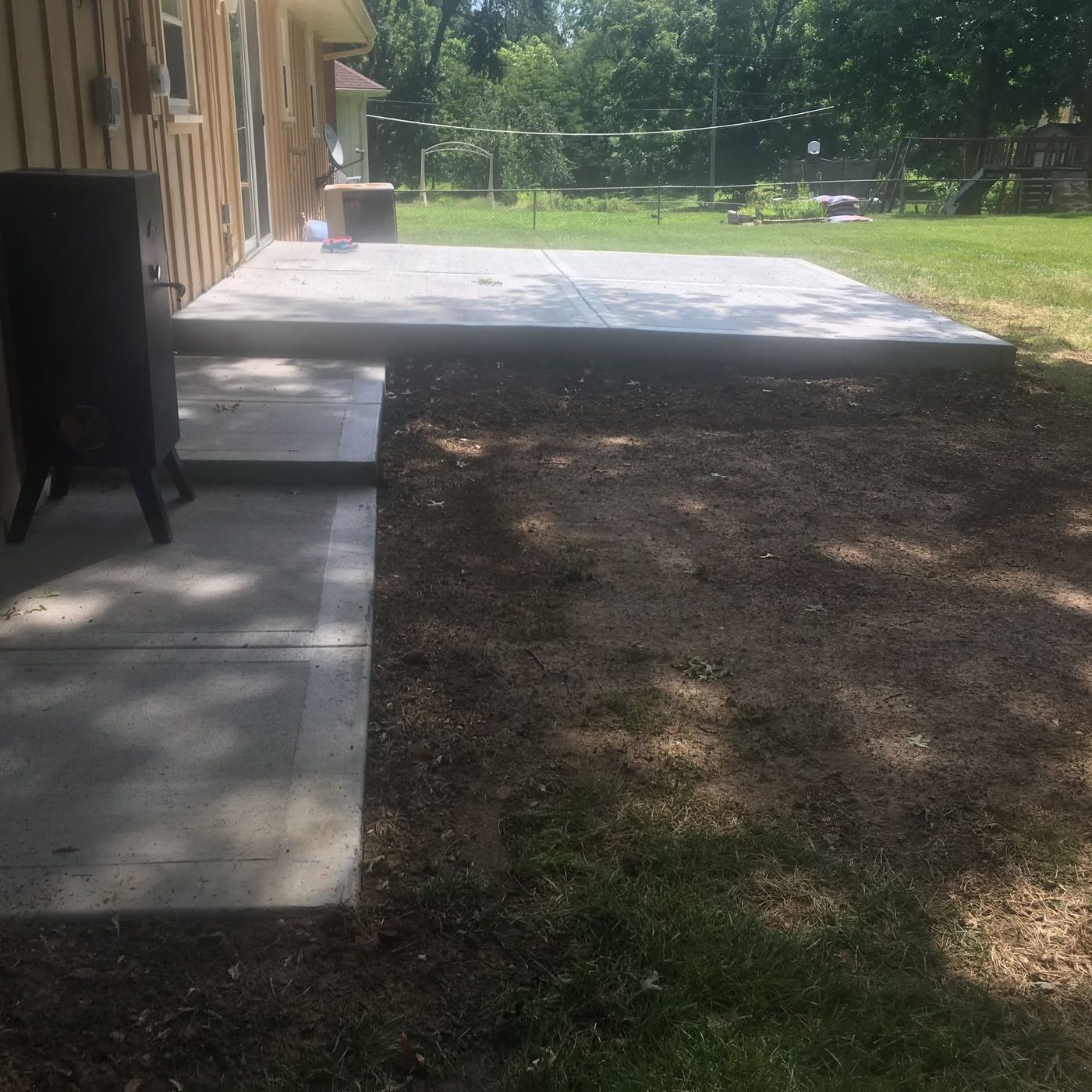 Finished backyard concrete patio